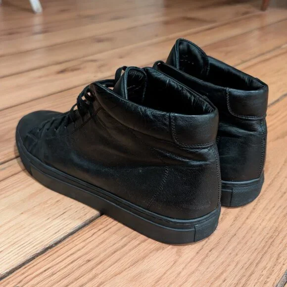 Svensson Classic High Black Sneakers – Hand Made in Italy | Leather | Lightly Us Svensson Classic Black Leather Low Cut Sneakers Lace Up 40  main image 2